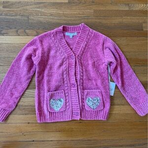 NWT Pink Cozy Sweater with Sequin Heart Pockets